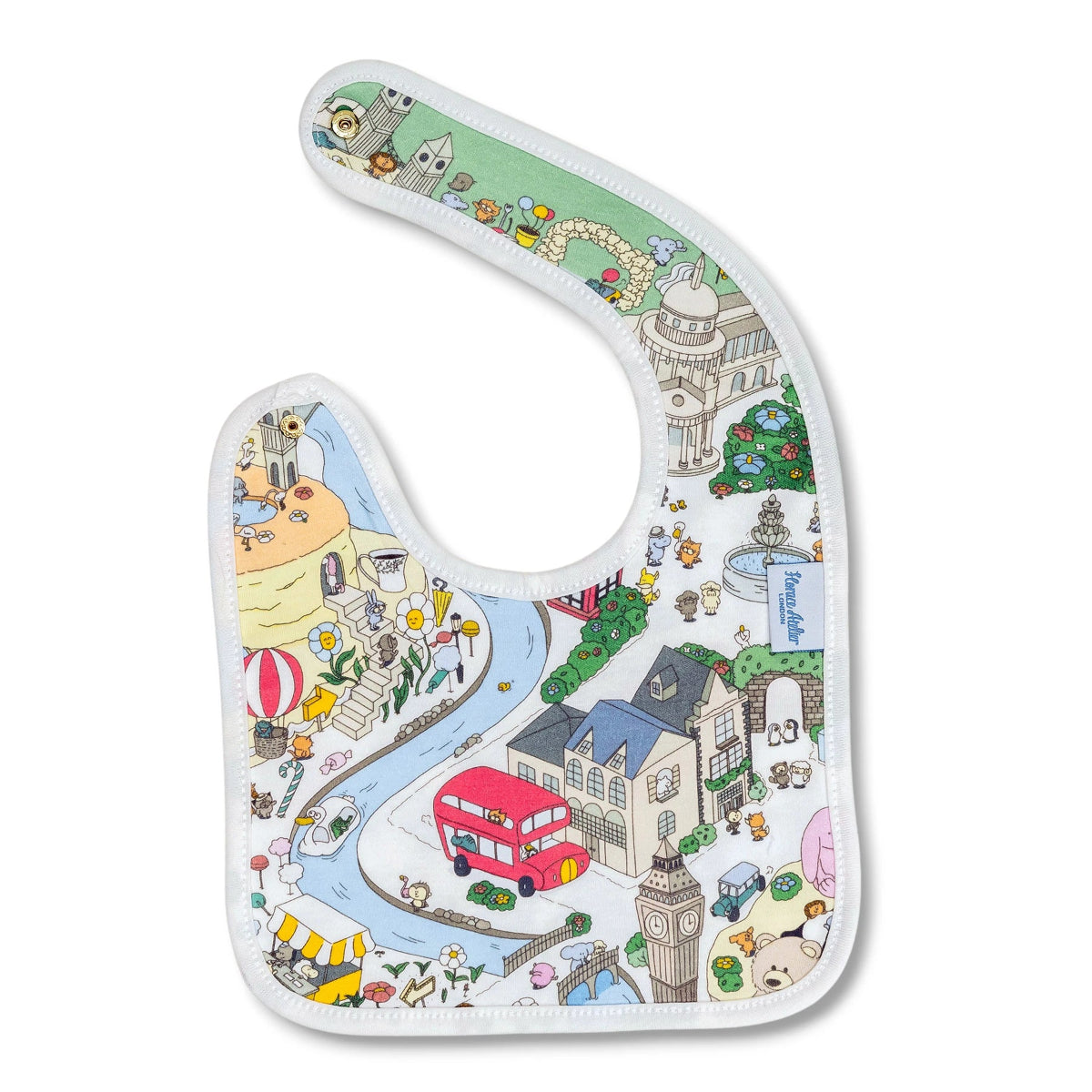 Baby bib with London-theme city design